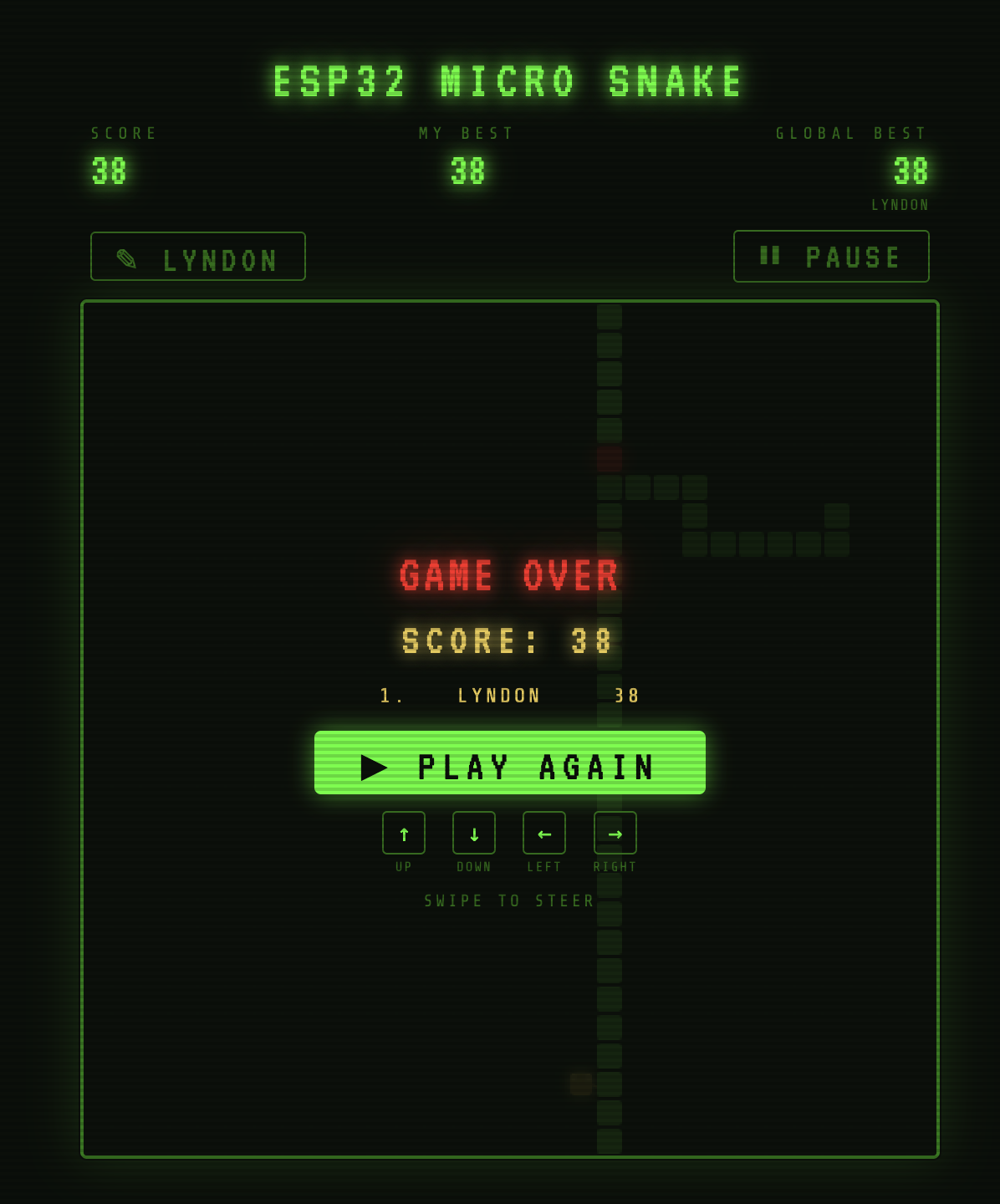 Game over screen